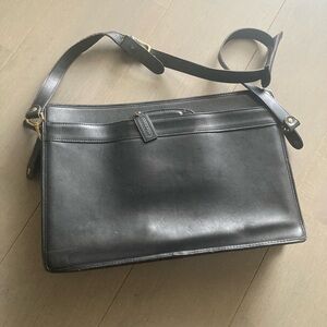 Classic Black Coach  Leather Bag Unisex
